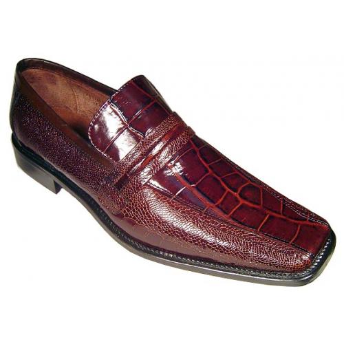 Fratelli Brown Alligator/Ostrich Print Leather Loafers 8543-02
